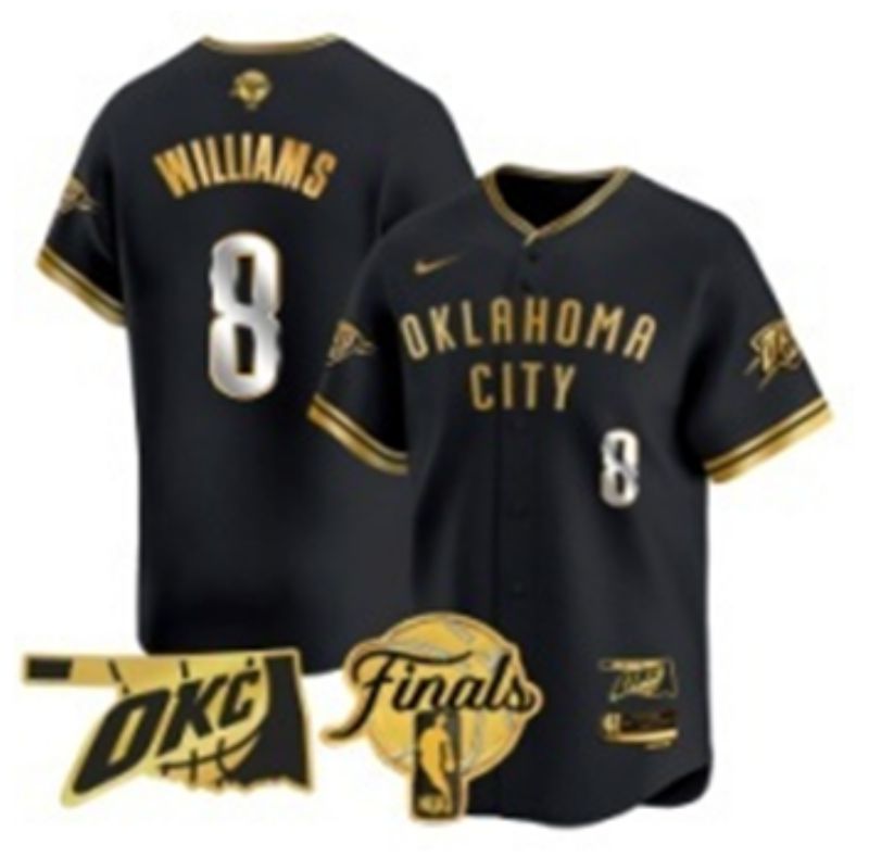 Men 2025 Oklahoma City Thunder #8 Williams Black Gold Nike Joint Name NBA Jersey style 12